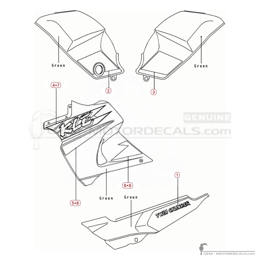 Stickers voor Kawasaki KLE 500 1994 • Kawasaki OEM Stickers