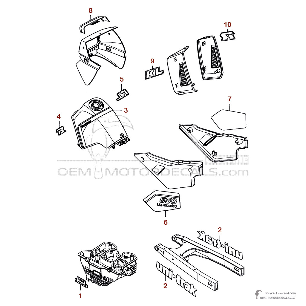 Aufkleber für Kawasaki KLR650 1988 - Blau • Kawasaki OEM-Aufkleber