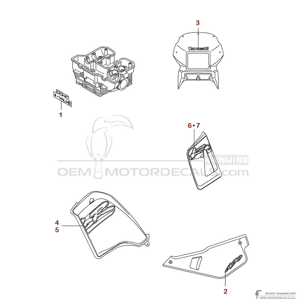 Decals for Kawasaki KLR650 1998 - Green • Kawasaki OEM Decals