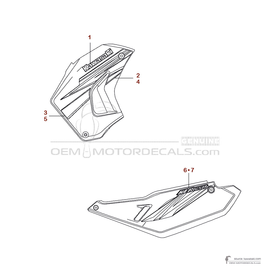 Autocollants pour Kawasaki KLR650 2012 - Ebony • Kawasaki Autocollants OEM