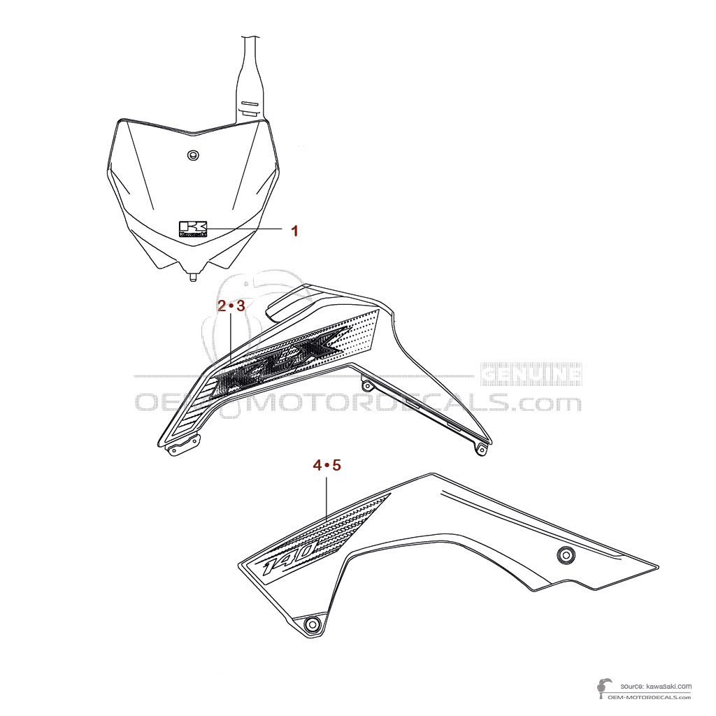 Adesivi per Kawasaki KLX140 2020 - Verde • Kawasaki Adesivi OEM
