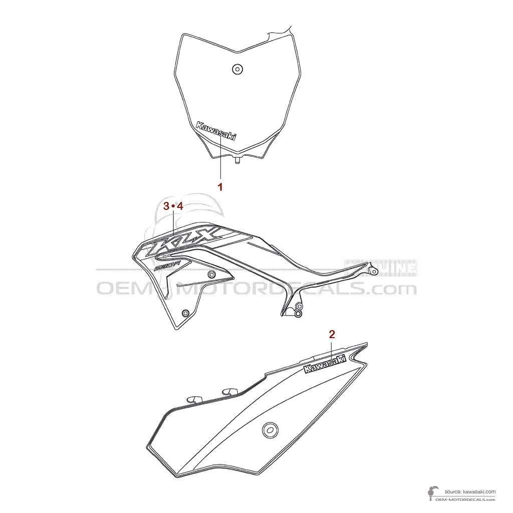 Pegatinas para Kawasaki KLX230R 2024 - Gris • Kawasaki Pegatinas OEM