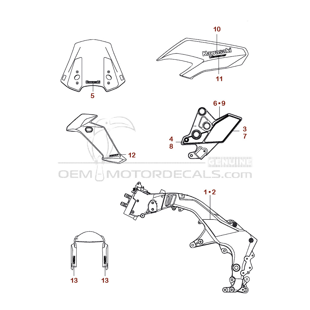Decals for Kawasaki KLZ1000 VERSYS 2016 - Titanium • Kawasaki OEM Decals