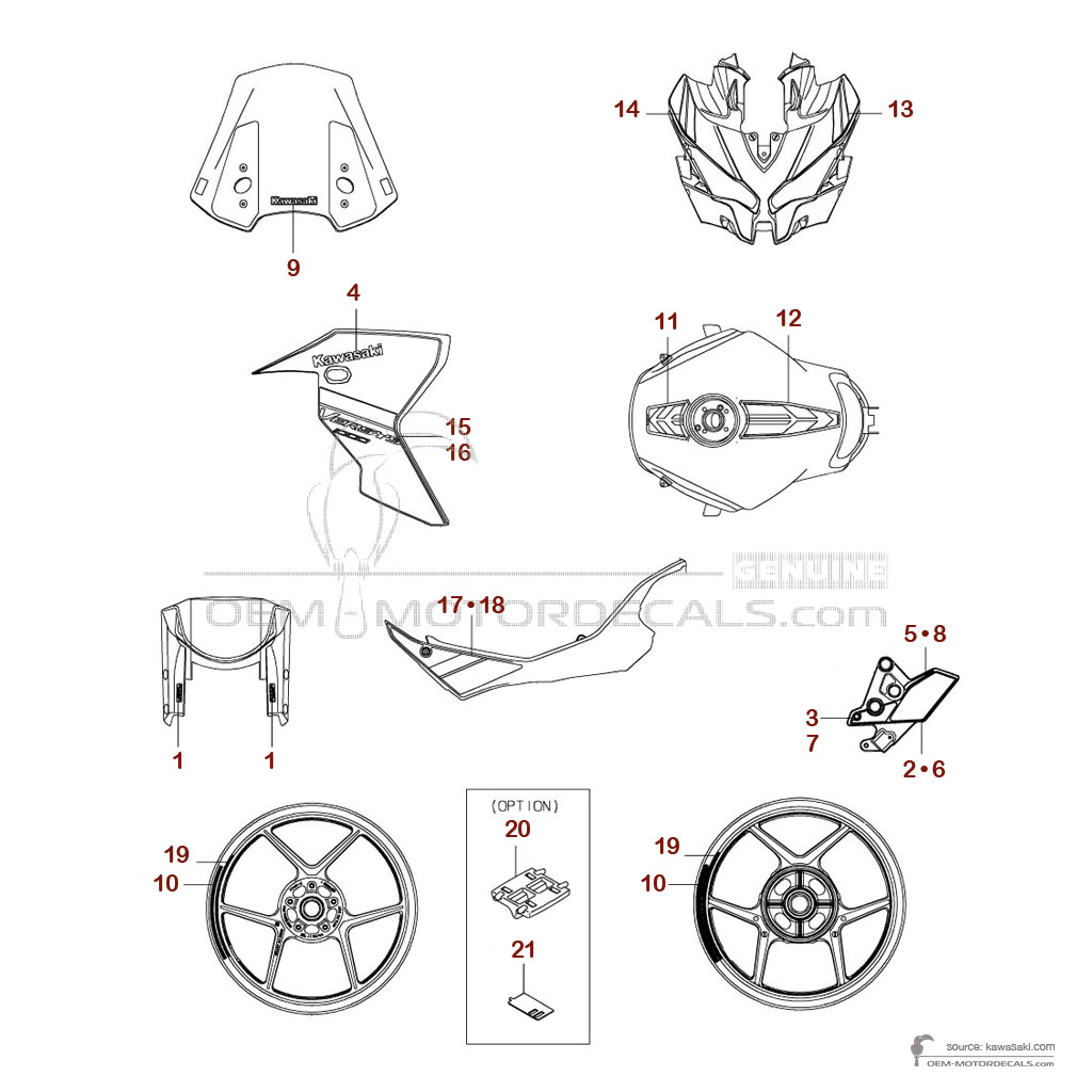 Aufkleber für Kawasaki KLZ1000 VERSYS 2024 - Schwarz • Kawasaki OEM-Aufkleber