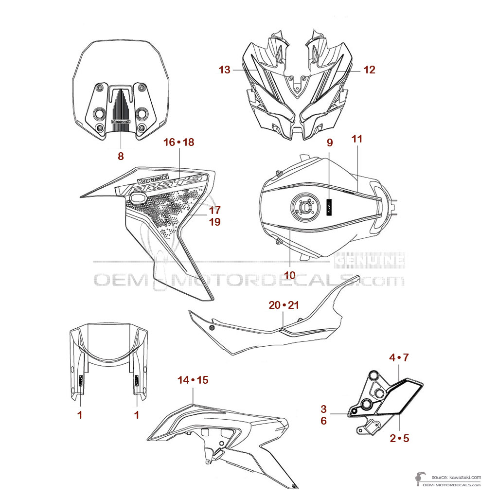 Decals for Kawasaki KLZ1000SE VERSYS 2023 - Black Green • Kawasaki OEM Decals