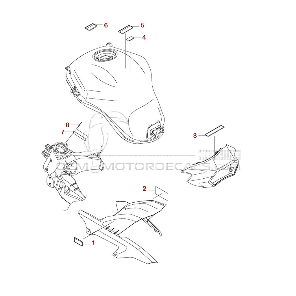 Stickers voor Kawasaki KLZ1000 VERSYS - Voorzichtigheid labels • Kawasaki OEM Stickers
