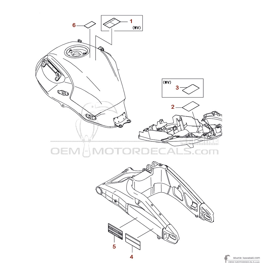 Decals for Kawasaki KLE650 VERSYS - Caution labels • Kawasaki OEM Decals