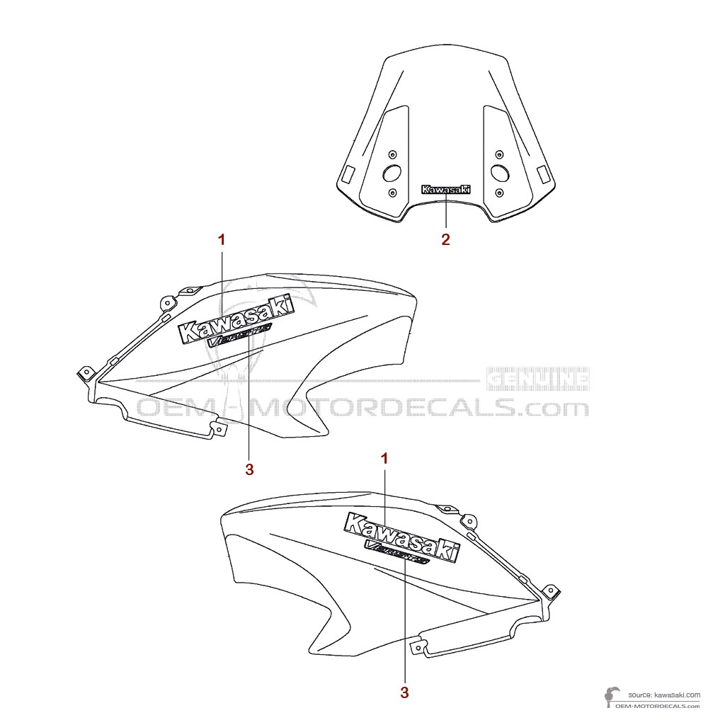 Naklejki do Kawasaki KLE650 VERSYS 2016 - Biały • Kawasaki Naklejki OEM