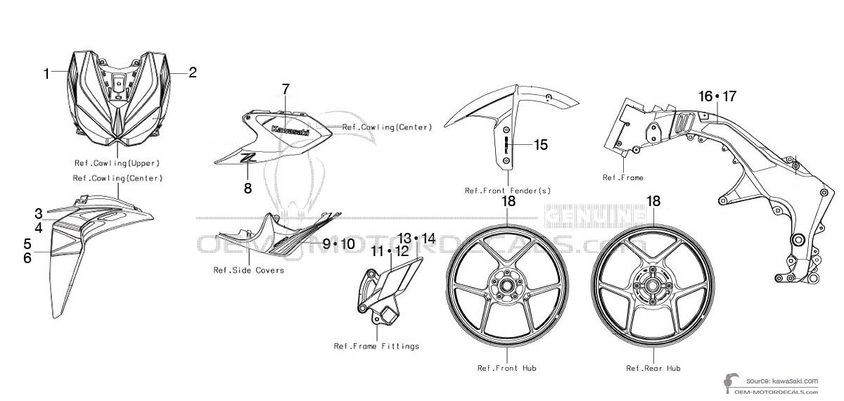Decals for Kawasaki Z1000 2019 - Black • Kawasaki OEM Decals