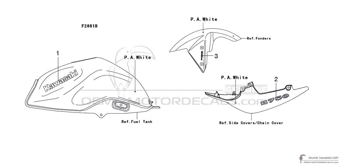 Adesivi per Kawasaki Z750 2011 - Bianco • Kawasaki Adesivi OEM
