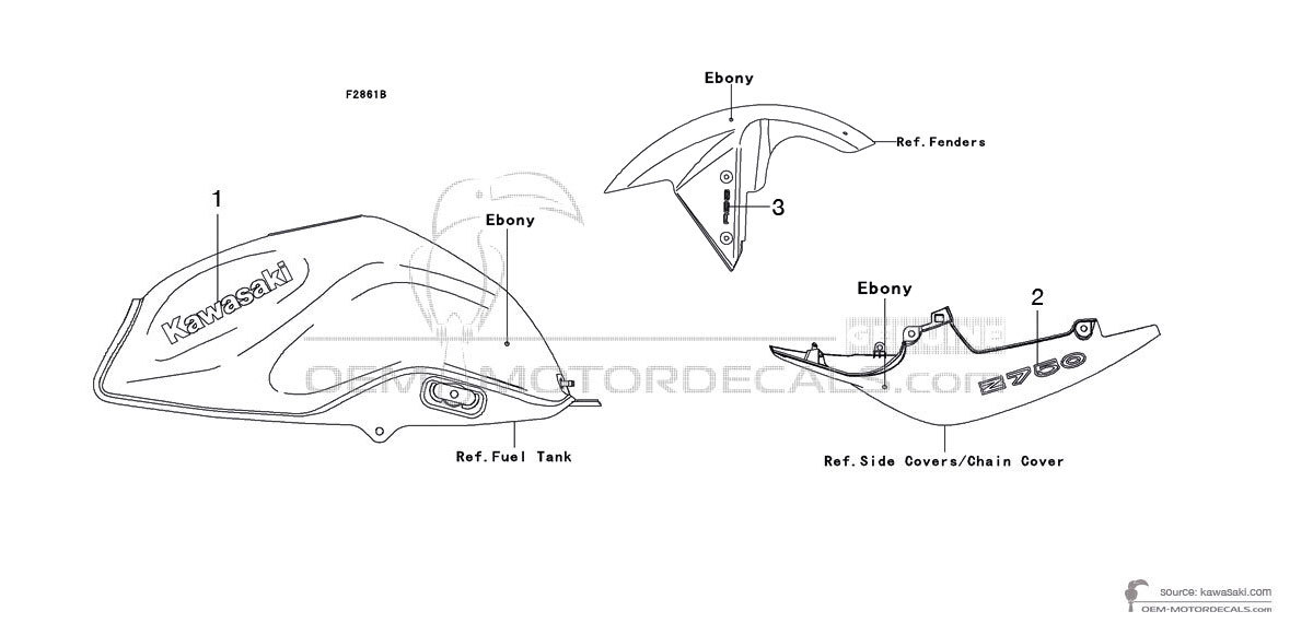 Aufkleber für Kawasaki Z750 2007 - Schwarz • Kawasaki OEM-Aufkleber