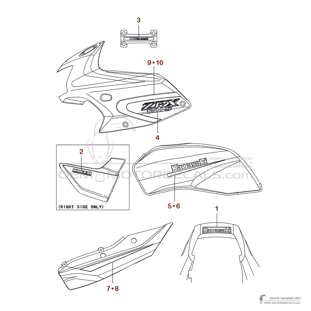 Pegatinas para Kawasaki ZRX1200S 2002 - Gris • Kawasaki Pegatinas OEM Pegatinas para Kawasaki ZRX1200S 2002 - Gris • Kawasaki Pegatinas OEM