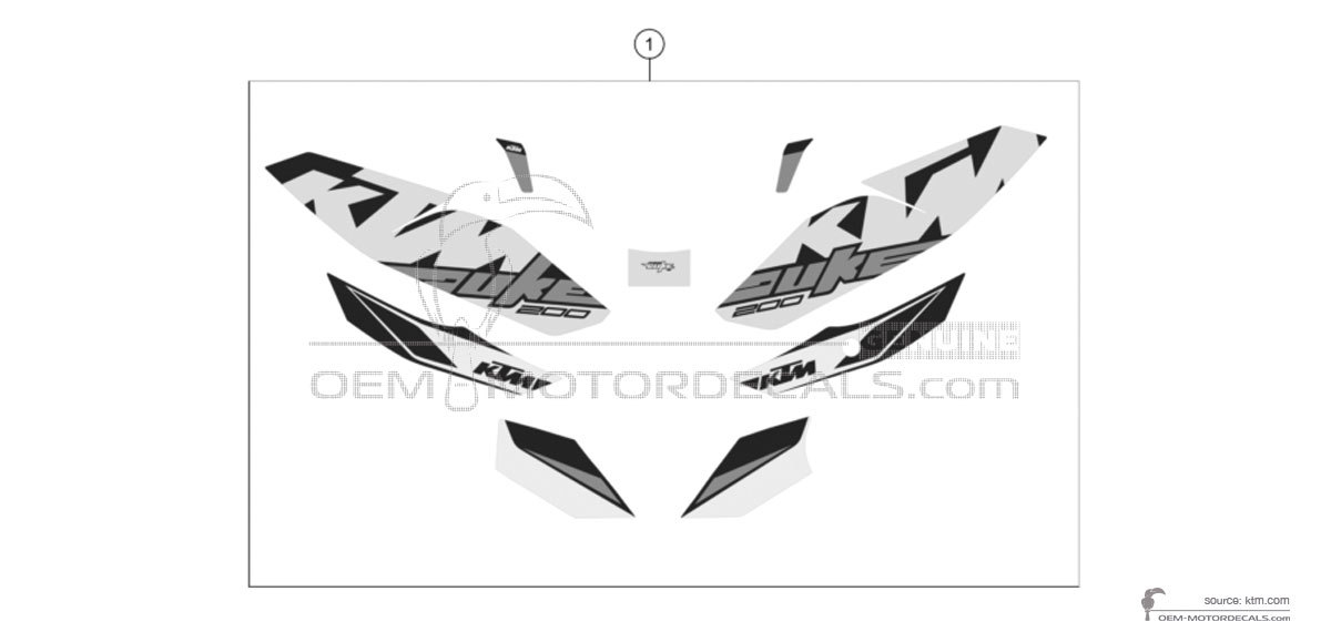 Decals for KTM 200 DUKE 2020 - White • KTM OEM Decals