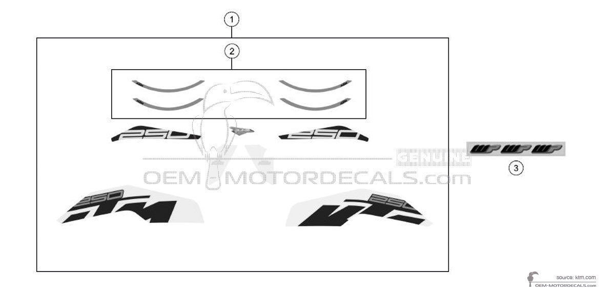 Pegatinas para KTM 250 DUKE 2018 - Blanco • KTM Pegatinas OEM