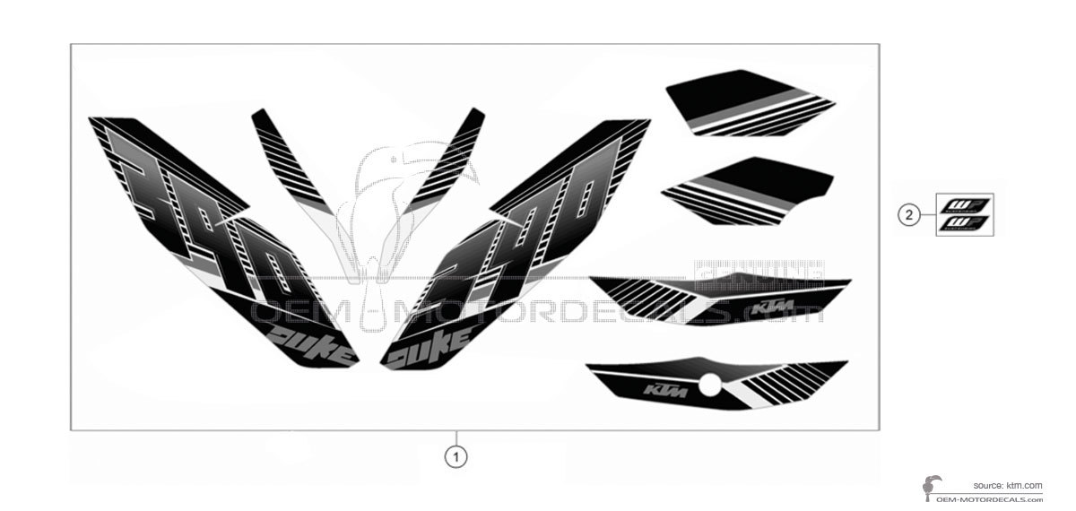 Decals for KTM 390 DUKE 2016 - Black • KTM OEM Decals