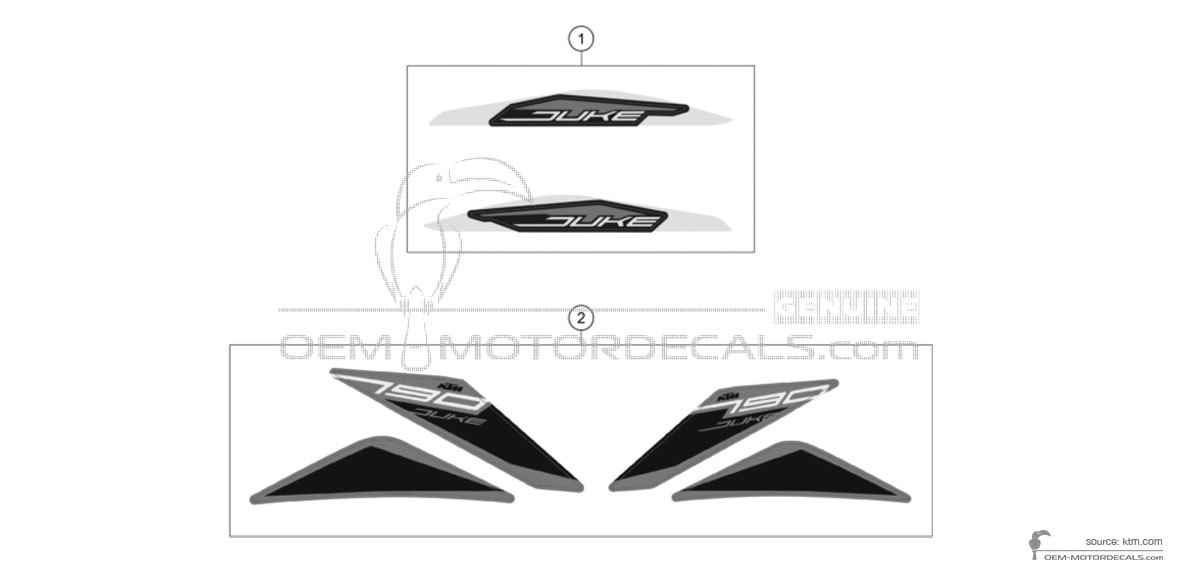 Adesivi per KTM 790 DUKE 2020 - Arancione • KTM Adesivi OEM