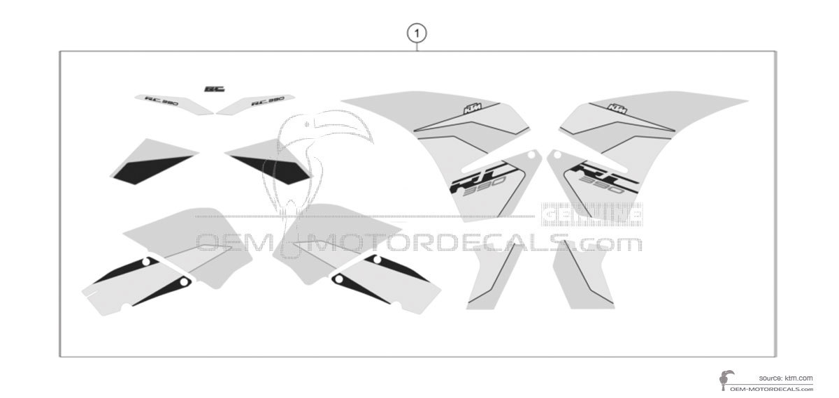 Aufkleber für KTM RC390 2019 - Schwarz • KTM OEM-Aufkleber Aufkleber für KTM RC390 2019 - Schwarz • KTM OEM-Aufkleber