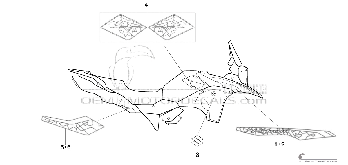 Naklejki do Suzuki DL250 VSTROM 2020 - Czarny • Suzuki Naklejki OEM