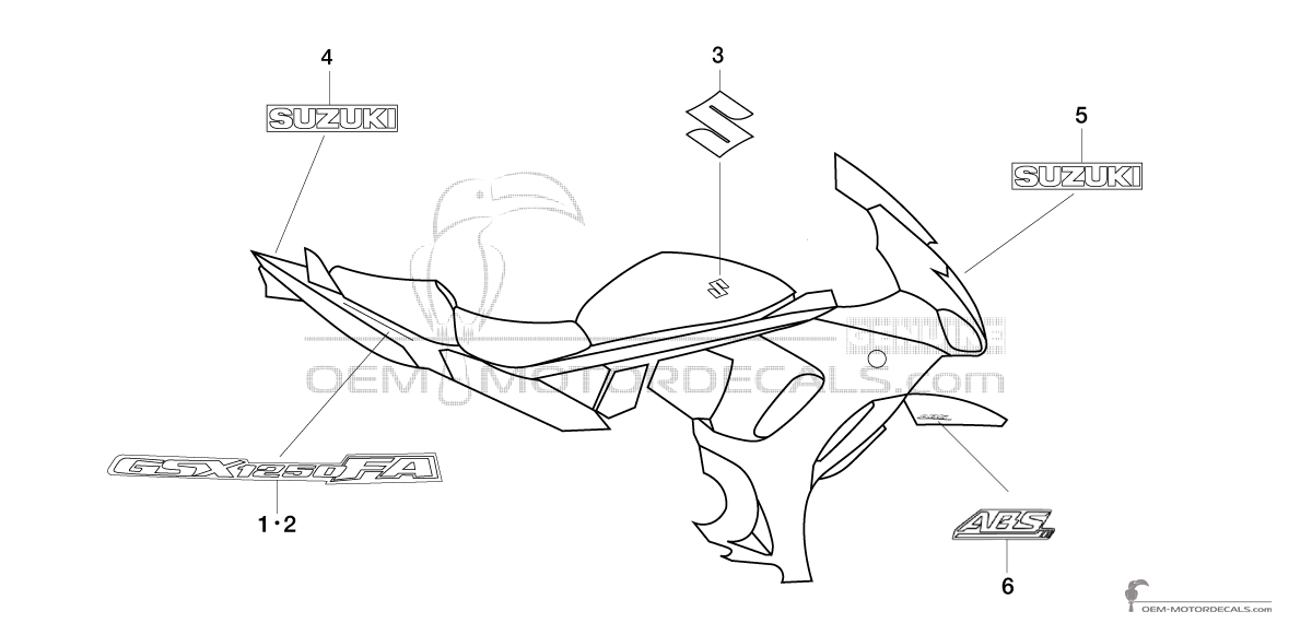 Stickers voor Suzuki GSX1250FA 2012 - Zwart • Suzuki OEM Stickers Stickers voor Suzuki GSX1250FA 2012 - Zwart • Suzuki OEM Stickers