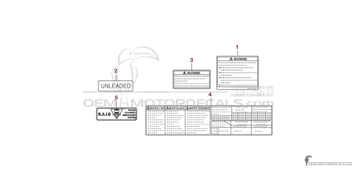 Pegatinas para Suzuki B-KING - Etiquetas de precaución • Suzuki Pegatinas OEM
