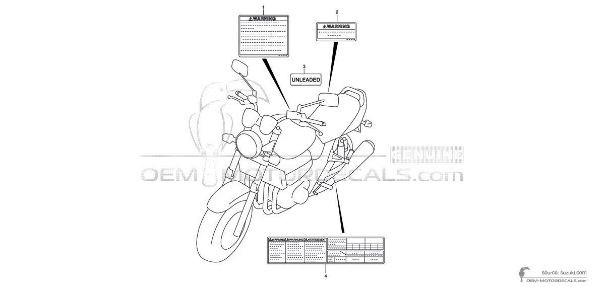 Decals for Suzuki GSX1400 - Caution labels • Suzuki OEM Decals