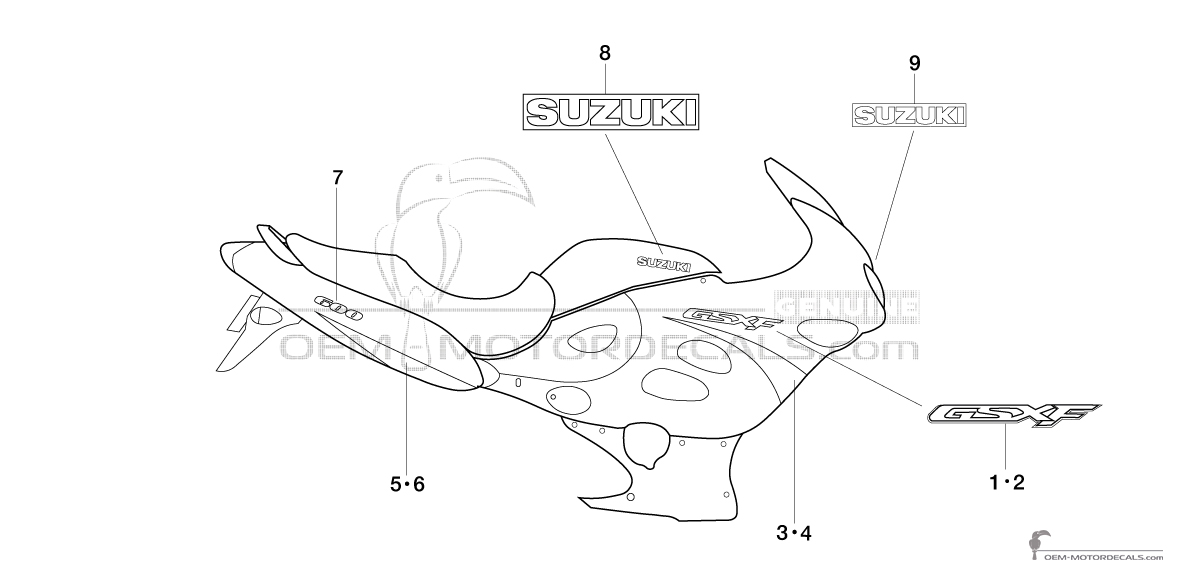Decals for Suzuki GSX600F 2000 - Black • Suzuki OEM Decals