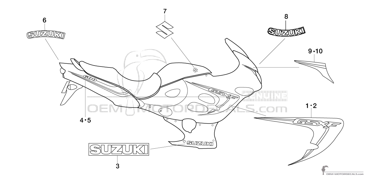 Adesivi per Suzuki GSX600F 2006 - Nero • Suzuki Adesivi OEM Adesivi per Suzuki GSX600F 2006 - Nero • Suzuki Adesivi OEM