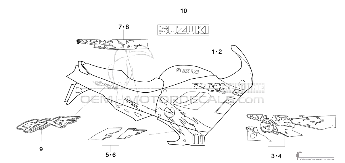 Aufkleber für Suzuki GSX750F 1995 - Schwarz • Suzuki OEM-Aufkleber Aufkleber für Suzuki GSX750F 1995 - Schwarz • Suzuki OEM-Aufkleber