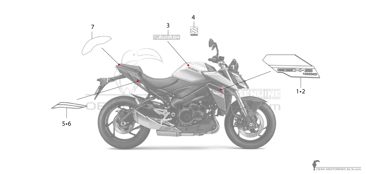 Aufkleber für Suzuki GSXS1000 2024 - Silber • Suzuki OEM-Aufkleber