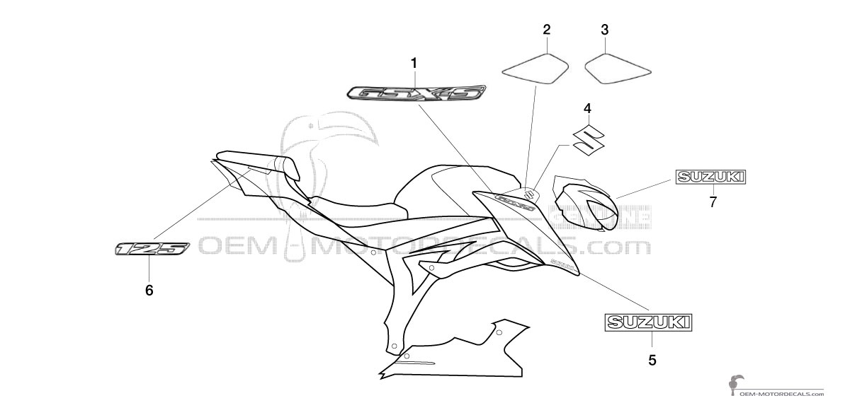 Autocollants pour Suzuki GSXS125 2018 - Noir • Suzuki Autocollants OEM