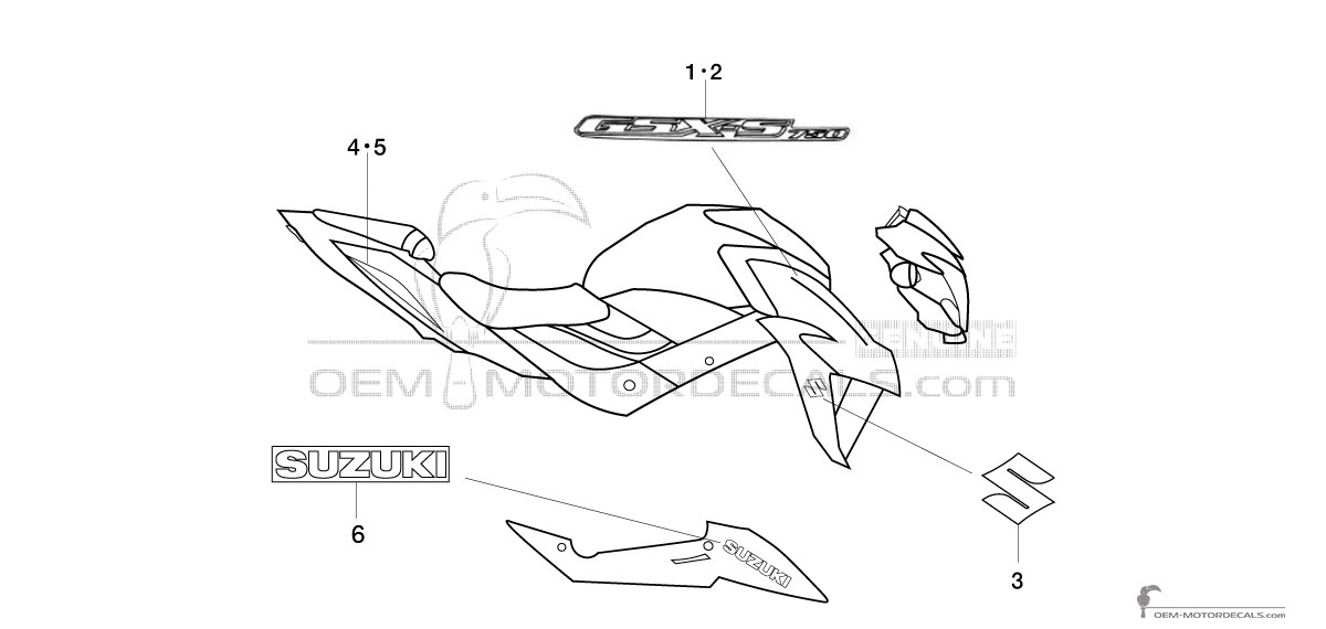 Adesivi per Suzuki GSXS750 2017 - Blu • Suzuki Adesivi OEM