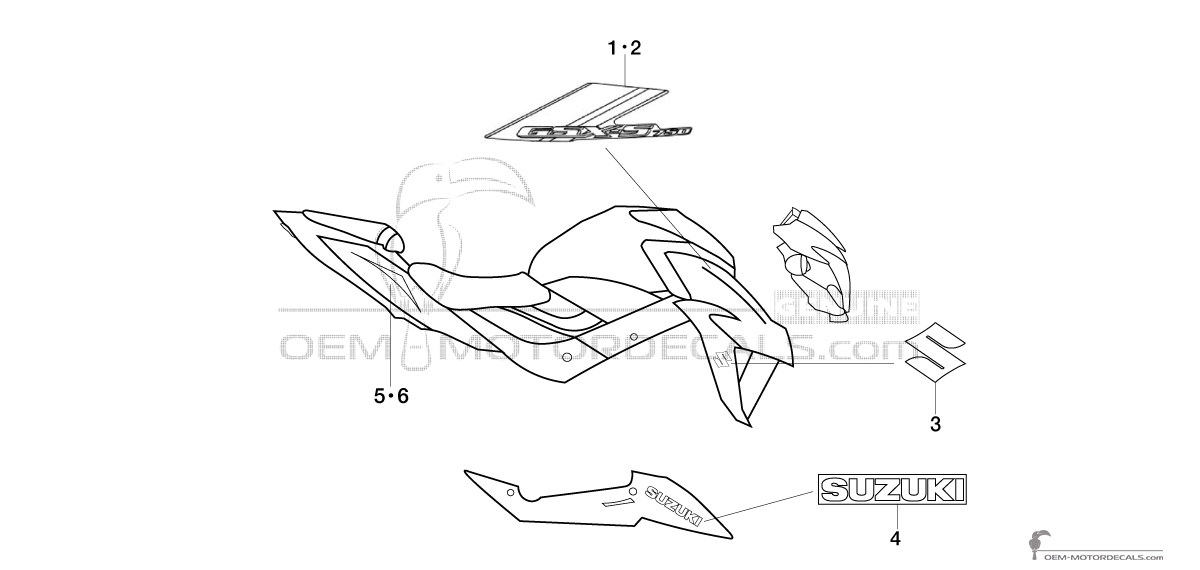 Autocollants pour Suzuki GSXS750 2019 - Noir • Suzuki Autocollants OEM