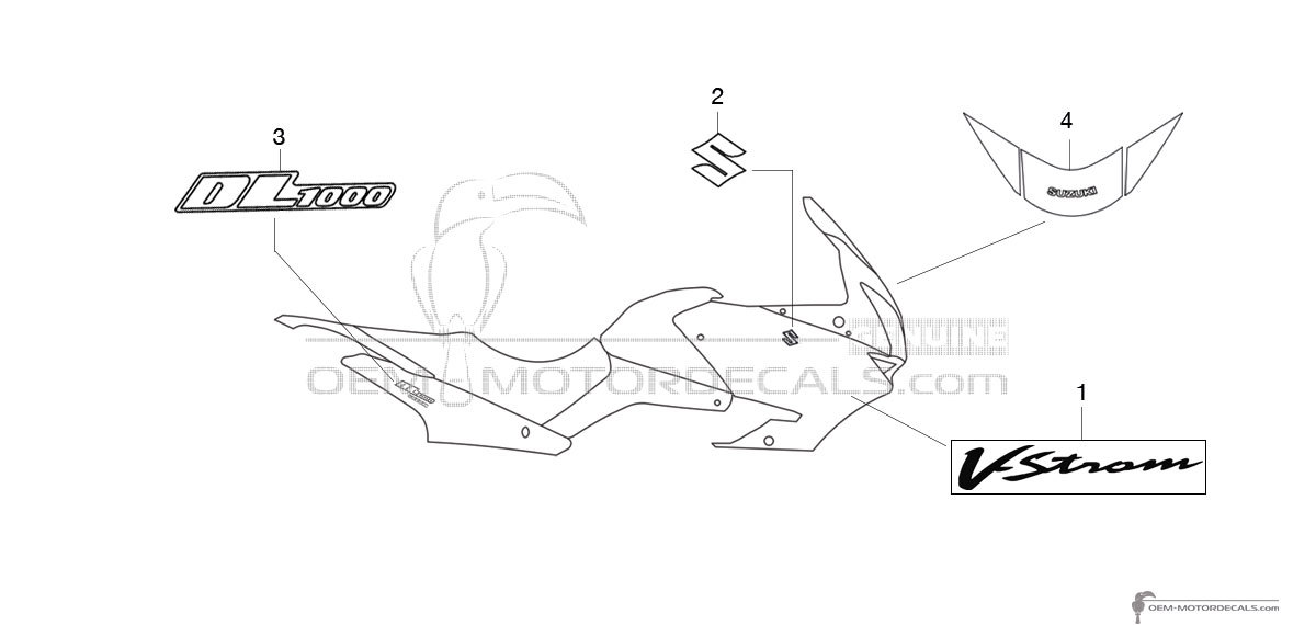 Decals for Suzuki DL1000 VSTROM 2004 - Black • Suzuki OEM Decals