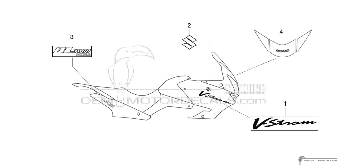 Autocollants pour Suzuki DL1000 VSTROM 2005 - Bleu • Suzuki Autocollants OEM