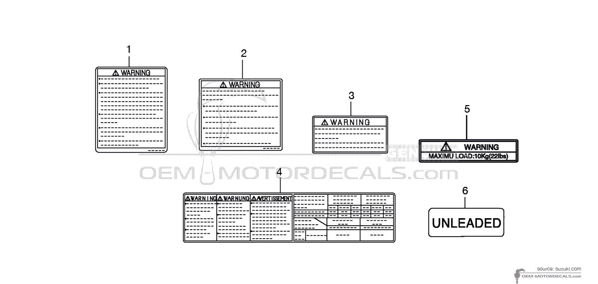 Naklejki do Suzuki DL1000 VSTROM - Etykiety ostrzegawcze • Suzuki Naklejki OEM
