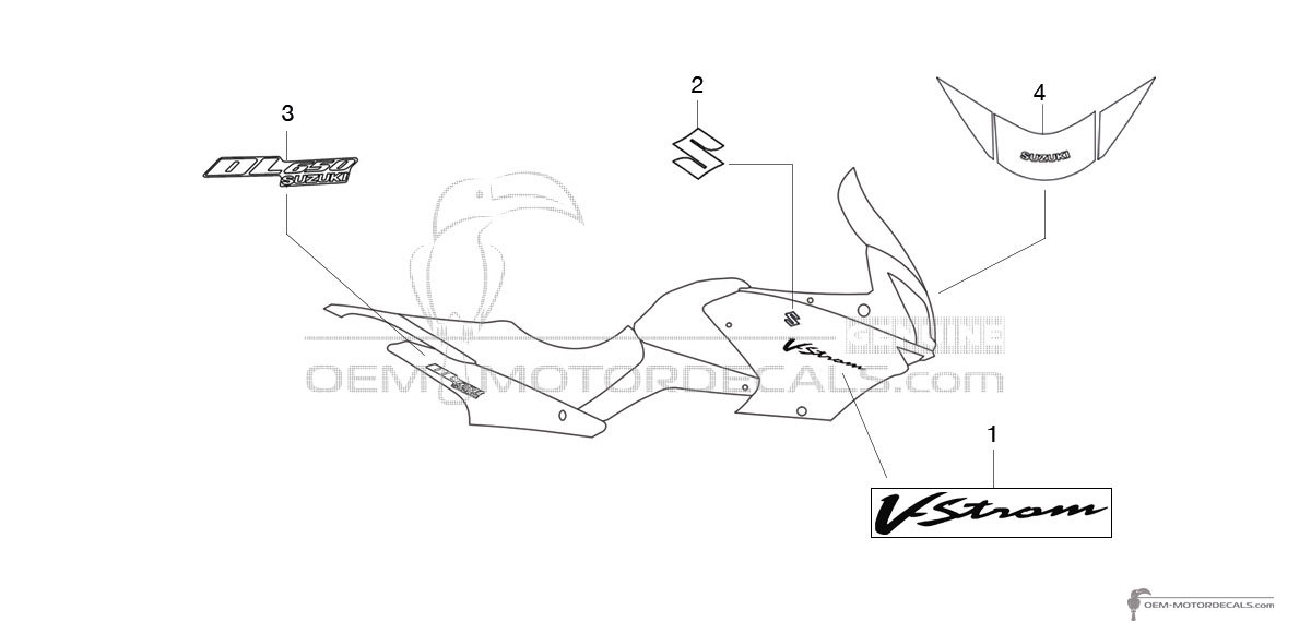 Pegatinas para Suzuki DL650 VSTROM 2004 - Plata • Suzuki Pegatinas OEM