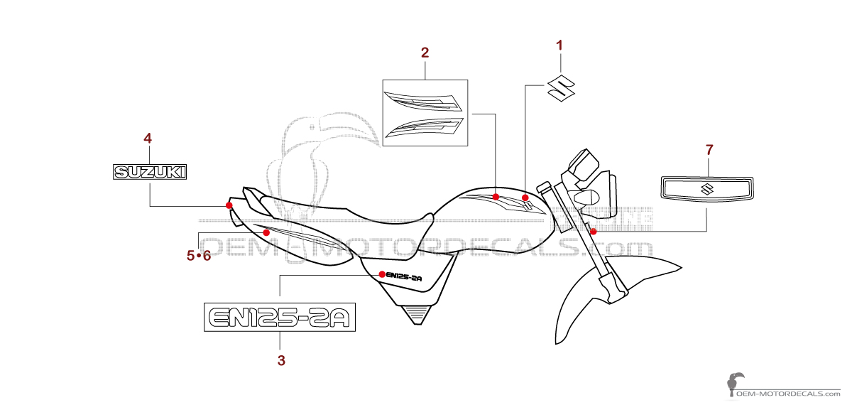Adesivi per Suzuki EN125 2009 - Nero • Suzuki Adesivi OEM
