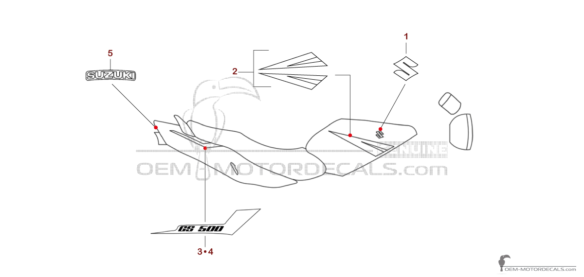 Adesivi per Suzuki GS500E 2004 - Nero • Suzuki Adesivi OEM