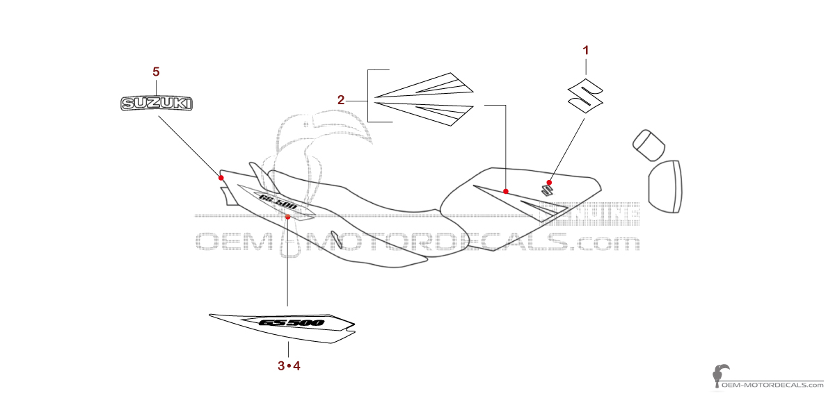 Aufkleber für Suzuki GS500E 2005 - Gelb • Suzuki OEM-Aufkleber