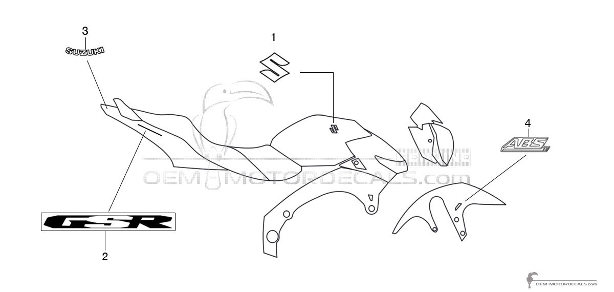 Decals for Suzuki GSR600 2008 - Black • Suzuki OEM Decals