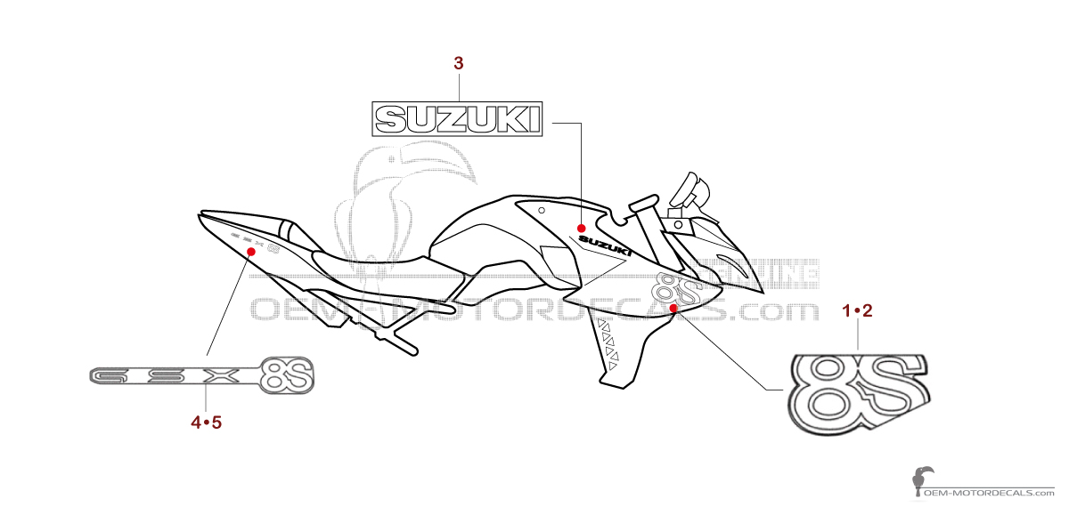 Stickers voor Suzuki GSX8S 2025 - Zilver • Suzuki OEM Stickers Stickers voor Suzuki GSX8S 2025 - Zilver • Suzuki OEM Stickers