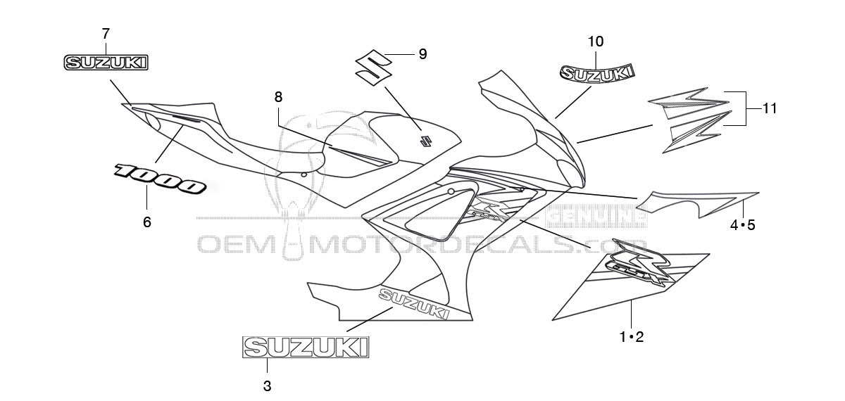 Adesivi per Suzuki GSXR1000 2007 - Blu • Suzuki Adesivi OEM Adesivi per Suzuki GSXR1000 2007 - Blu • Suzuki Adesivi OEM