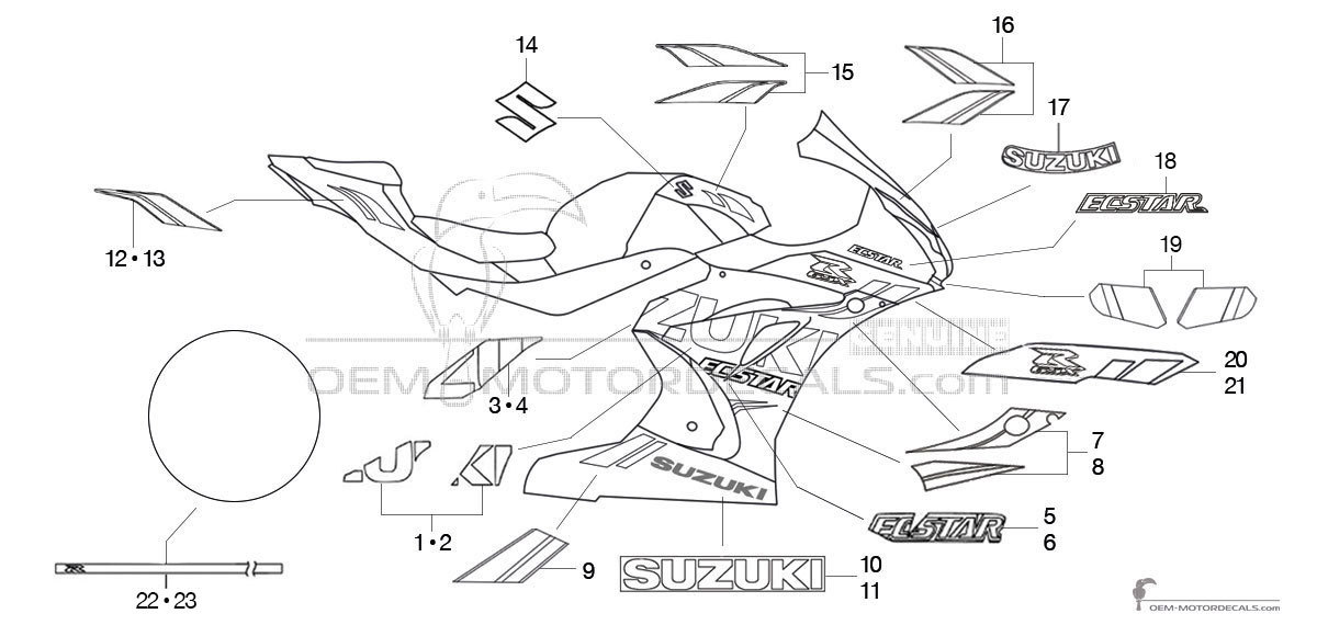 Autocollants pour Suzuki GSXR1000 2018 - Bleu • Suzuki Autocollants OEM