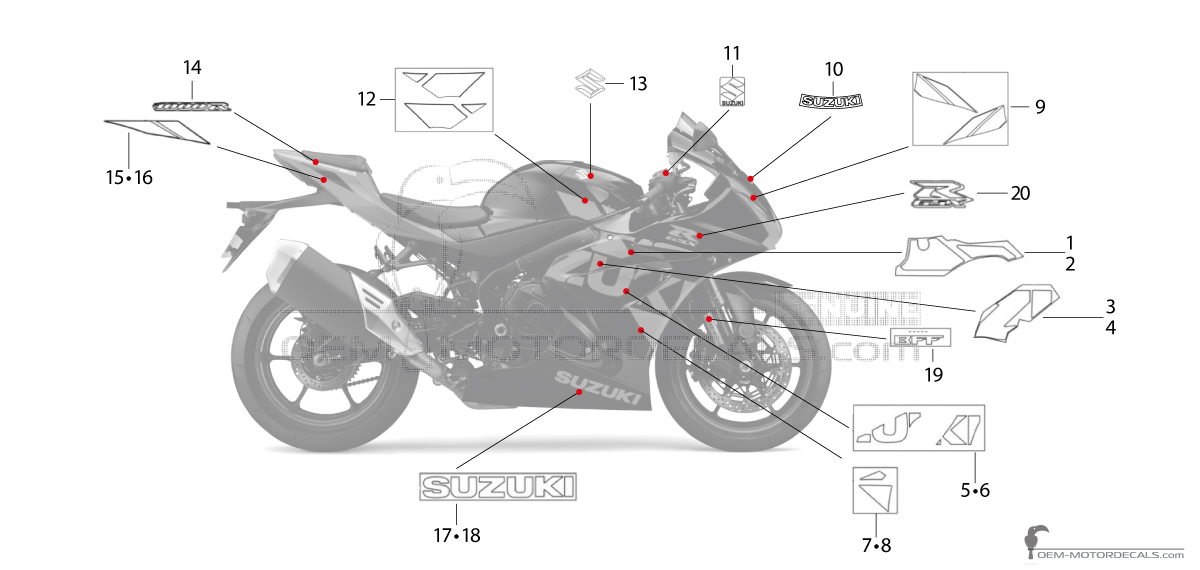 Decals for Suzuki GSXR1000R 2020 - Black • Suzuki OEM Decals