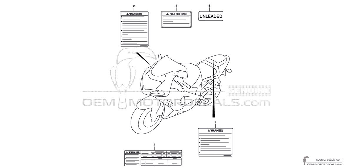 Naklejki do Suzuki GSXR600 - Etykiety ostrzegawcze • Suzuki Naklejki OEM