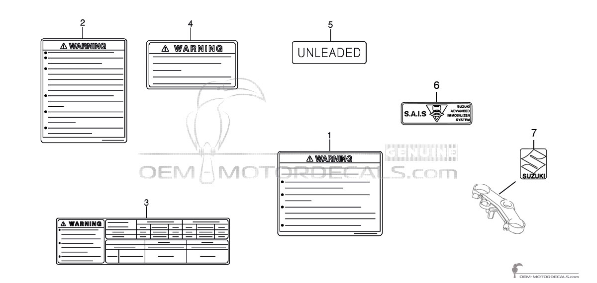 Decals for Suzuki GSXR600 - Caution labels • Suzuki OEM Decals