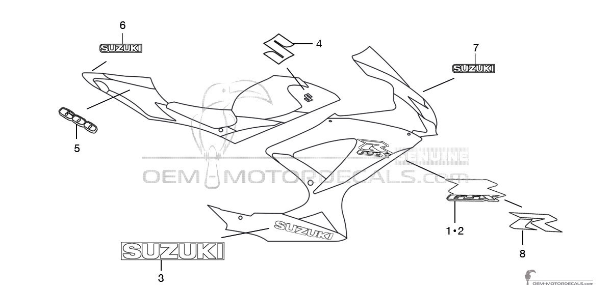 Decals for Suzuki GSXR600 2008 - Black • Suzuki OEM Decals