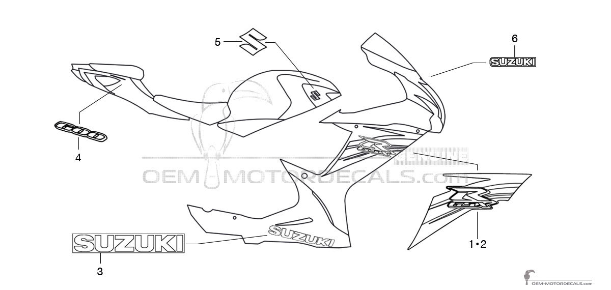 Stickers voor Suzuki GSXR600 2013 - Wit • Suzuki OEM Stickers Stickers voor Suzuki GSXR600 2013 - Wit • Suzuki OEM Stickers