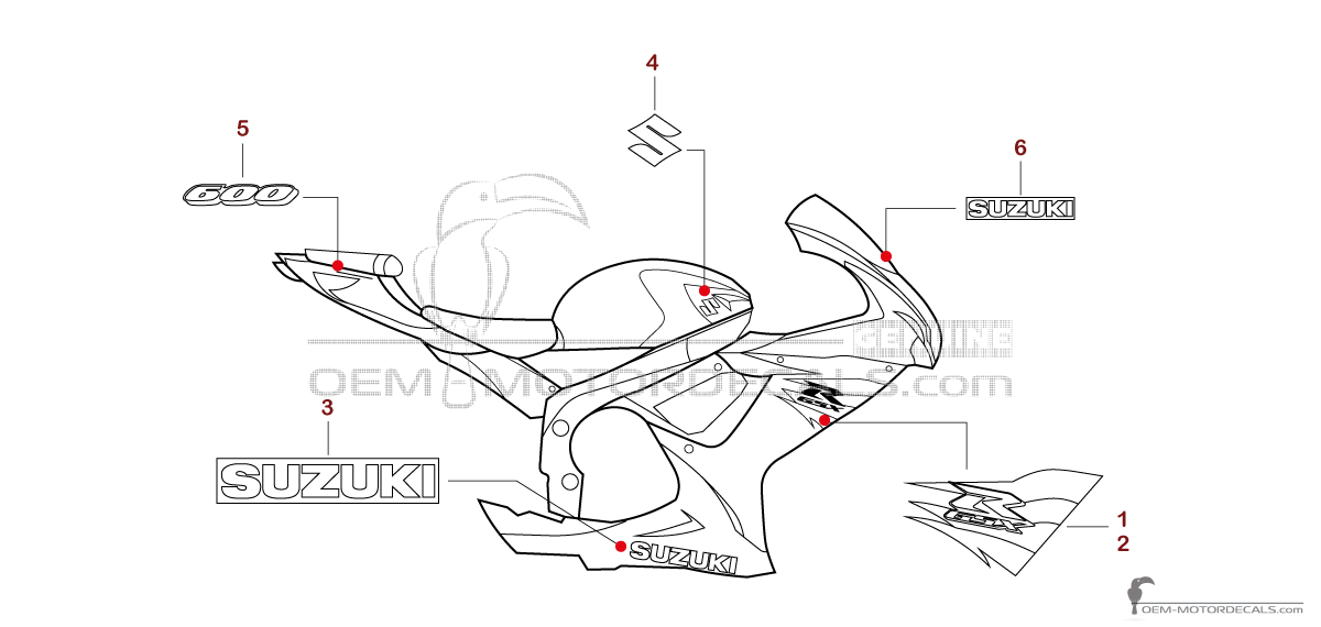 Aufkleber für Suzuki GSXR600 2018 - Grau • Suzuki OEM-Aufkleber Aufkleber für Suzuki GSXR600 2018 - Grau • Suzuki OEM-Aufkleber