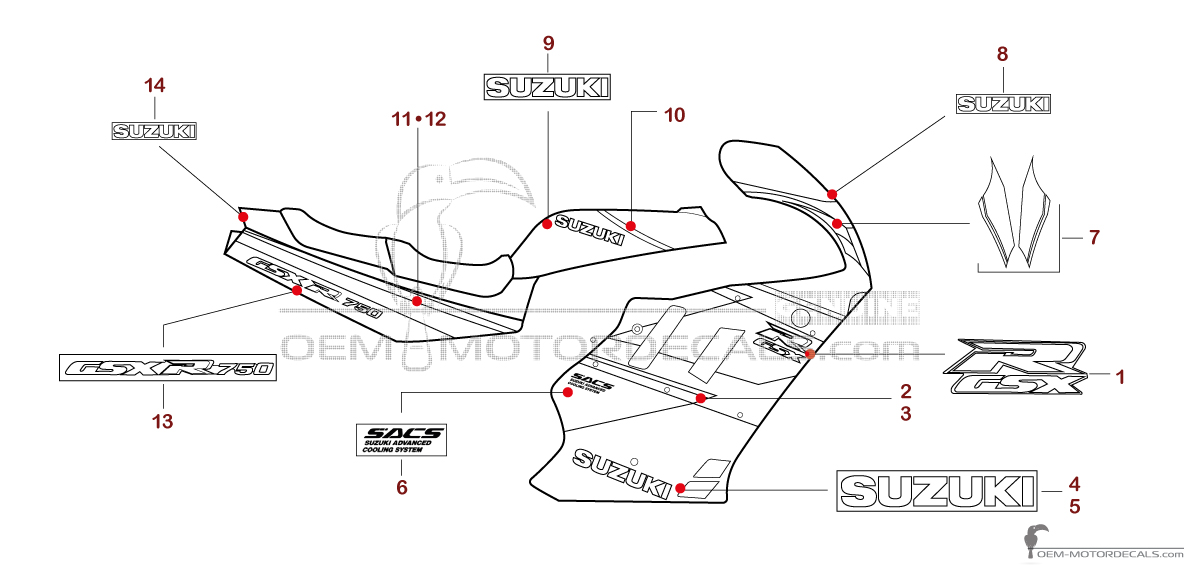 Pegatinas para Suzuki GSXR750 1991 - Negro • Suzuki Pegatinas OEM Pegatinas para Suzuki GSXR750 1991 - Negro • Suzuki Pegatinas OEM